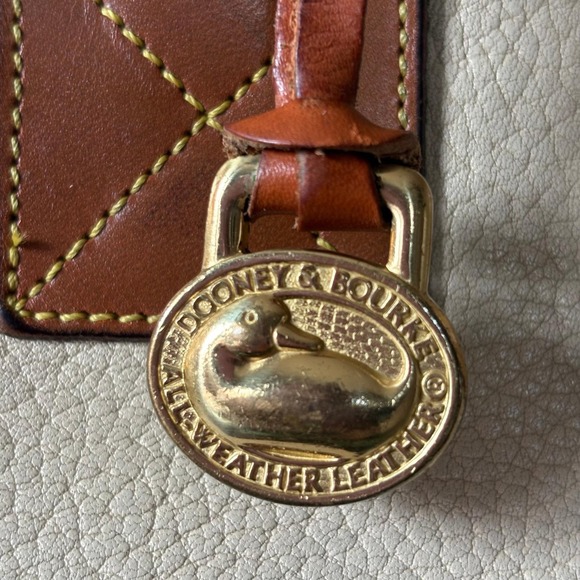 Vintage Dooney & Bourke AWL Pebble Leather Tote Bone Tan‎ Duck Bag - Picture 2 of 16